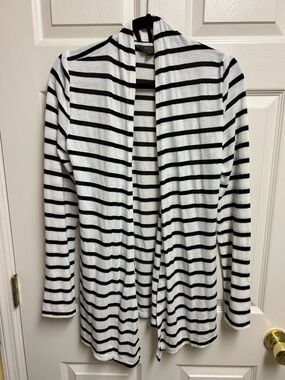 41 Hawthorn Black and White Striped Open Cardigan